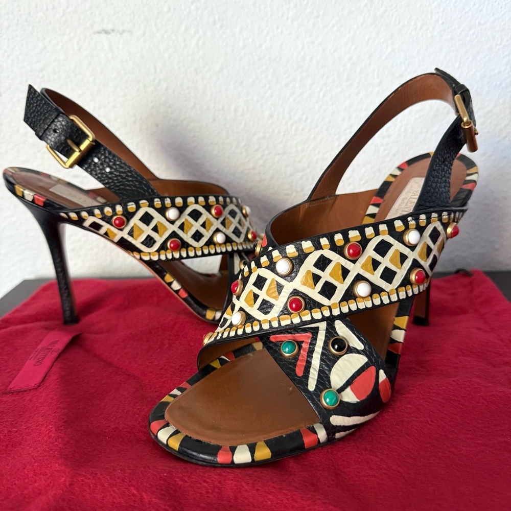 VALENTINO GARAVANI Runway Hand-Painted Studded High Heel Sandals